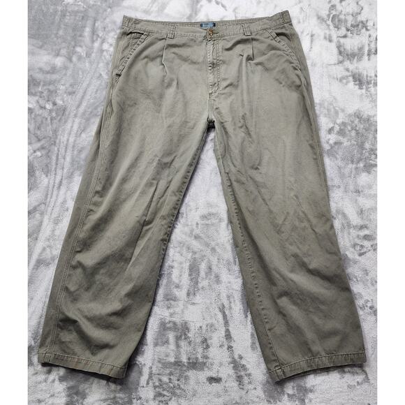 Vintage NorthCrest Pants Mens XXL (44-46) Gray Green Khaki Pleat Front Classic - Picture 1 of 11